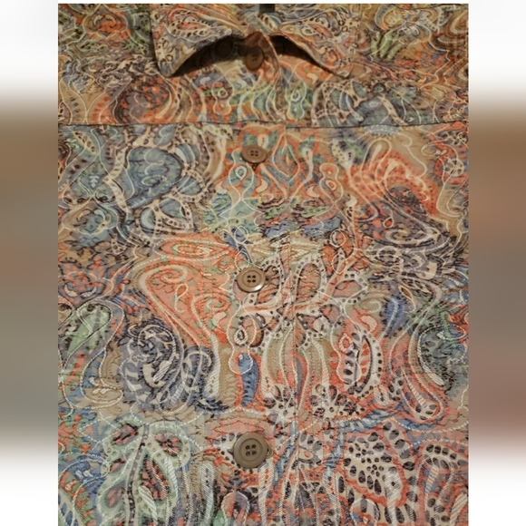 Baxter Wells Jacquard Paisley Pink Blue JacketBlazer Size L BohoChic Embroidered - Picture 2 of 9